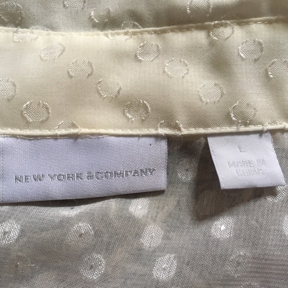 New York & Co Sheer White Button Down Blouse L - Picture 3 of 4
